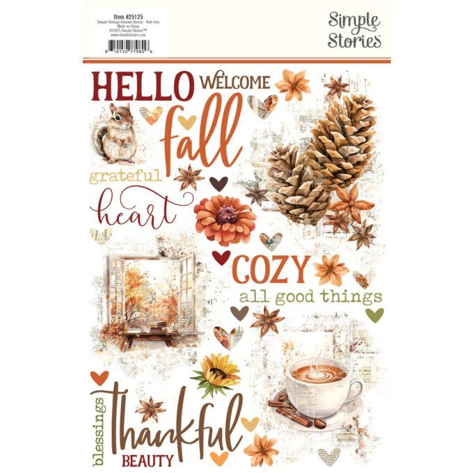 Simple stories - 2 feuilles 15x20cm environ de Rub-ons, Autumn breeze