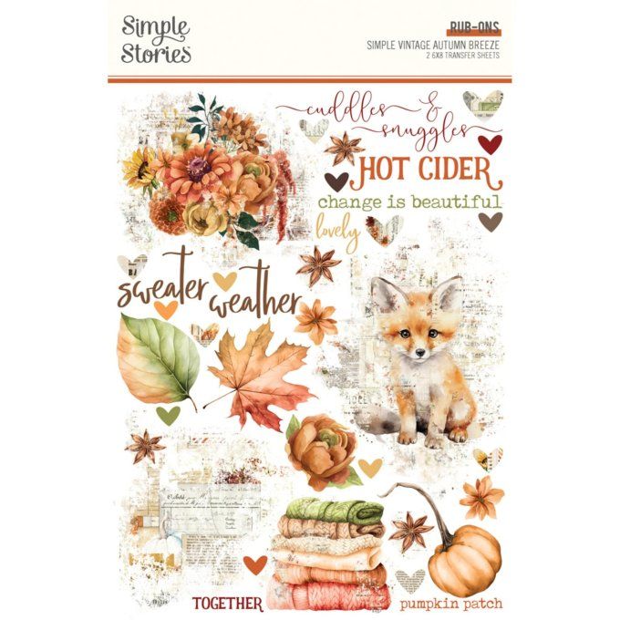 Simple stories - 2 feuilles 15x20cm environ de Rub-ons, Autumn breeze
