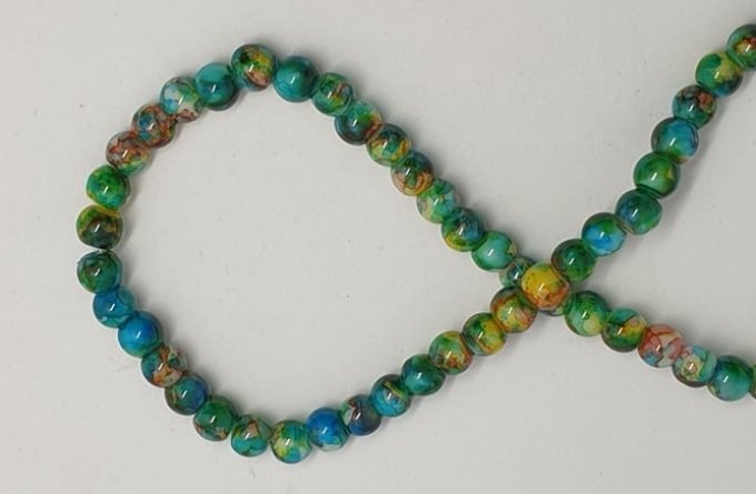 30 perles en verre tréfilé 6mm colori Vert Emeraude 