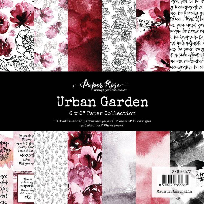 Ensemble de 18 feuilles, 15x15cm, collection : Urban garden - 200gsm