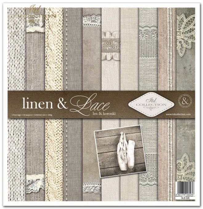 ITD Collection, 10 feuilles : Linen & Lace - 30x30cm, motif recto - 200g