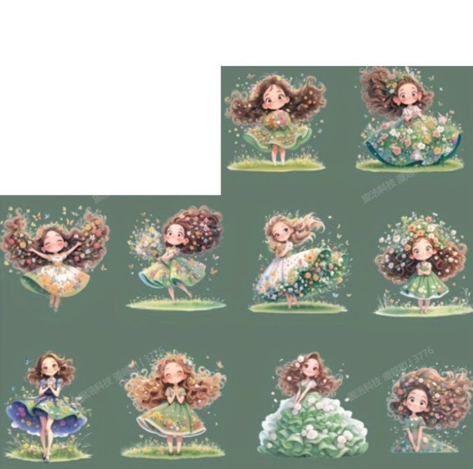 10 stickers translucides - have a good day, petite fille et fleurs sauvages