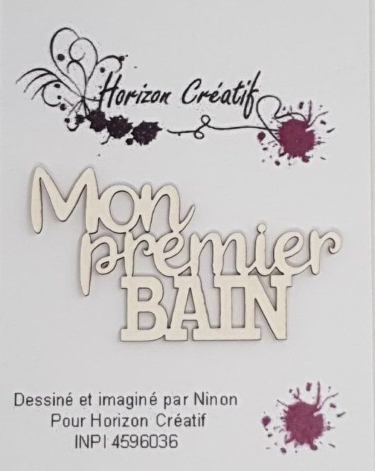 Chipboard : mon premier bain, Horizon Créatif, à l'unité - 5.7x3.2cm