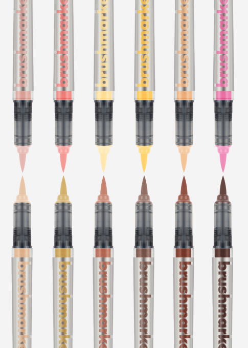 12 feutres, pointe brush, BrushmarkerPro - couleur : couleurs de peau
