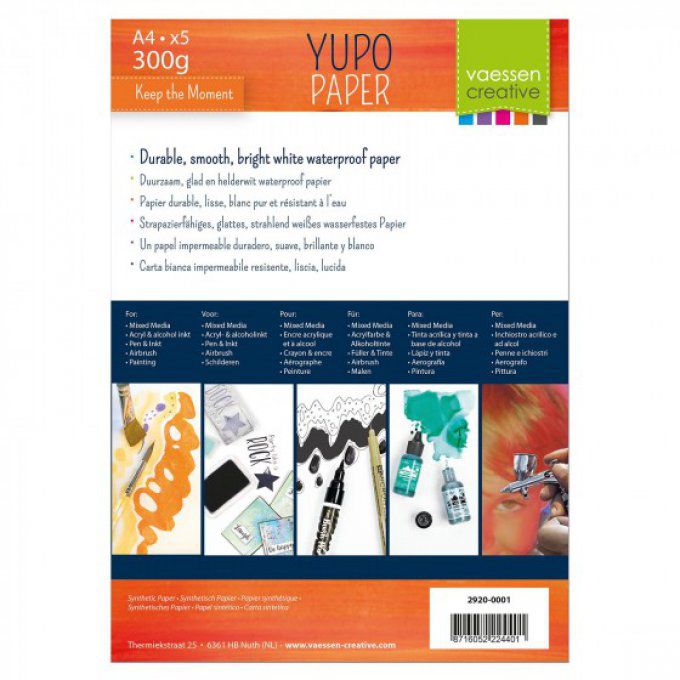 Papier Yupo, format A4, 5 feuilles, 300g