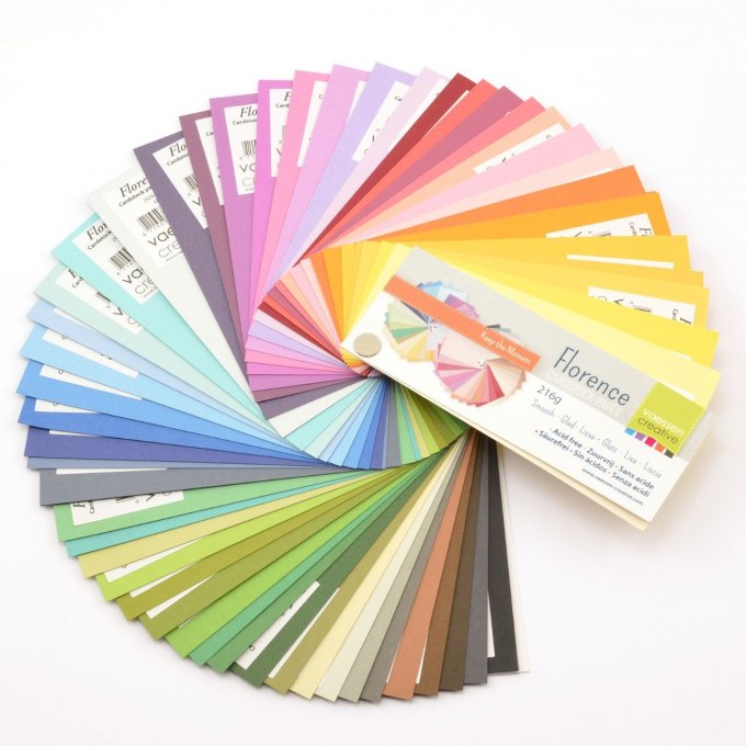 Nuancier de cardstocks (60 couleurs environ) - Collection Florence - 216g, papier lisse