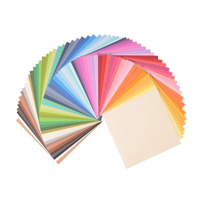 60 feuilles de cardstock, format 15x15 - 216g - Lisse, 60 couleurs