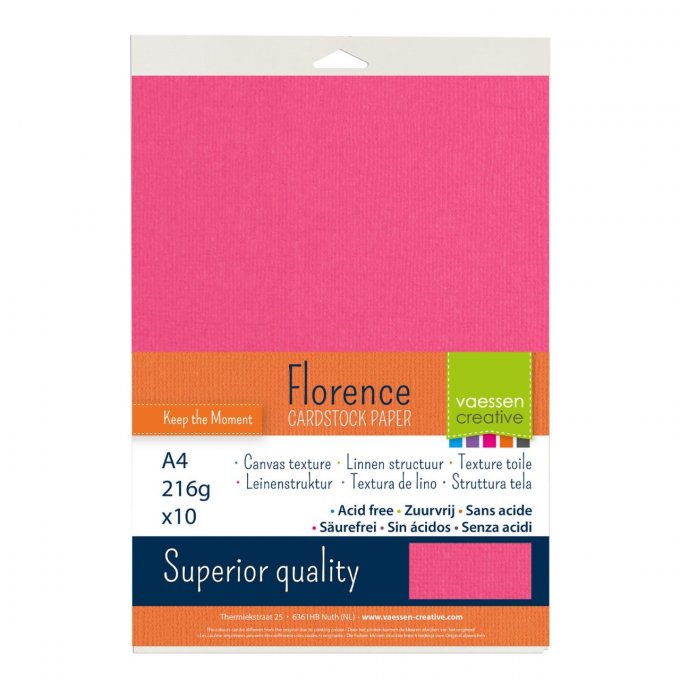 Cardstock Couleur : Raspberry, 216g, lot de 10 feuilles - Format A4 (texturé)