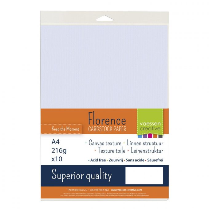 Cardstock Couleur : Air, 216g, lot de 10 feuilles - Format A4 (texturé)