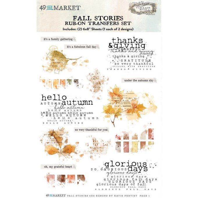 49 and market - 2 feuilles 15x20cm environ de Rub-ons, Fall stories