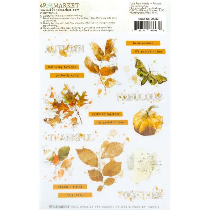 49 and market - 2 feuilles 15x20cm environ de Rub-ons, Fall stories