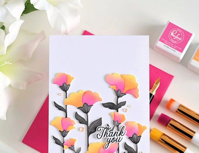 1 Die - PinkFresh - Rising wildflowers, dimension approximative : 11x14.6cm environ