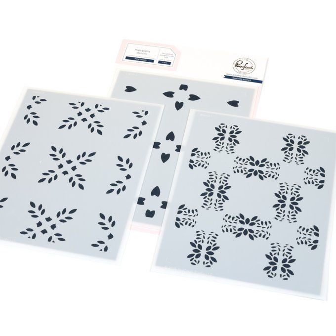 3 Pochoirs - PinkFresh, Petal mosaic - dimension 12.7x15.6cm environ