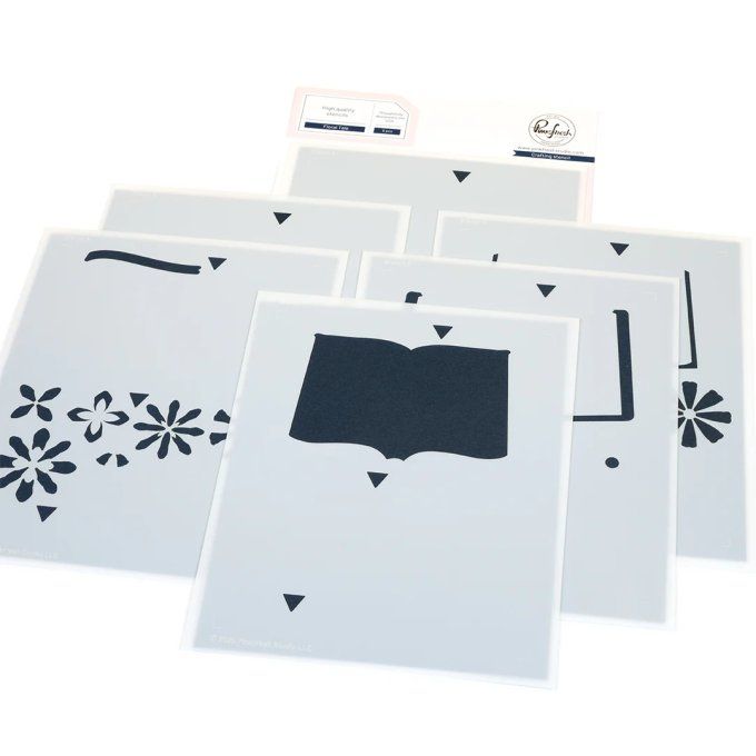 6 Pochoirs - PinkFresh, Floral tale - dimension 12.7x15.6cm environ