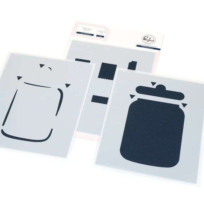 3 Pochoirs - PinkFresh, Jar of wishes - dimension 12.7x15.6cm environ