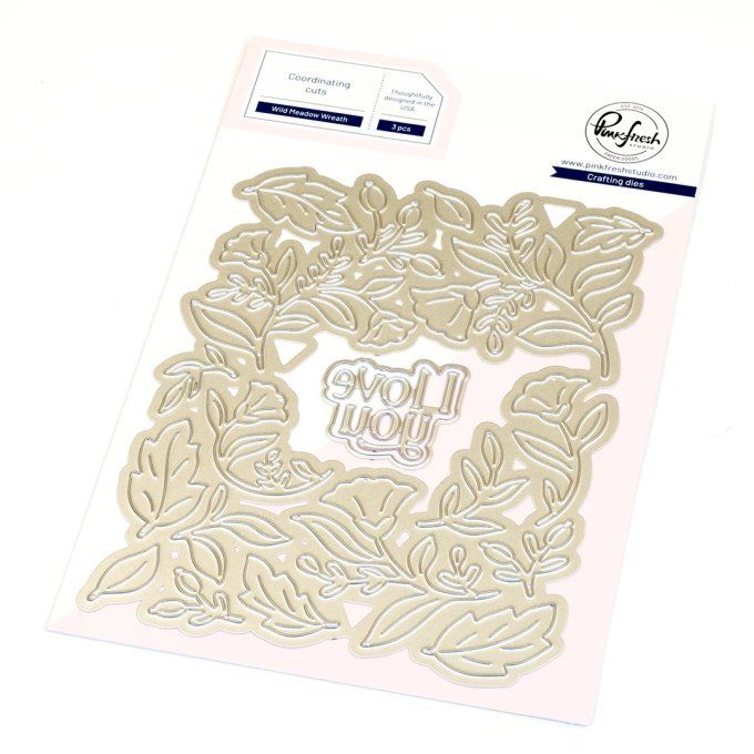 3 Dies - PinkFresh - Wild meadow wreath, dim. approx. du + grand die : 10.8x14cm environ