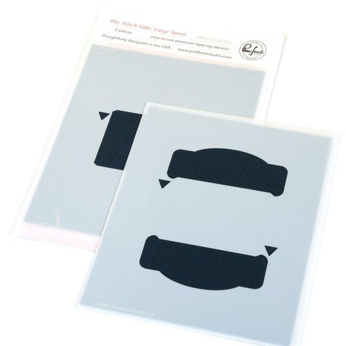 2 Pochoirs - PinkFresh, The stitch Edit Large pool - dimension 12.7x15.6cm environ