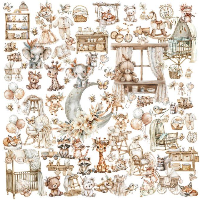 49 And Market - Ensemble de 4 feuilles format 15x30cm, 102 éléments, Collection : Little dreamers 