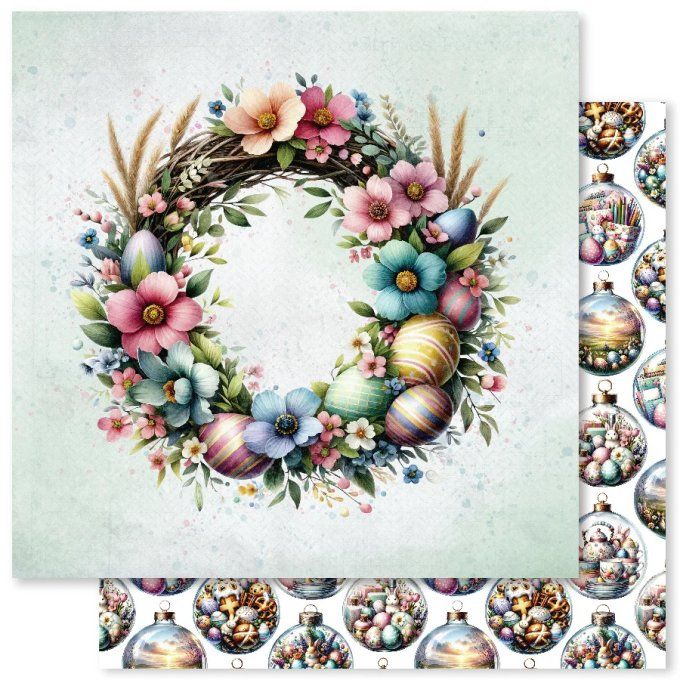 Ensemble de 12 feuilles, 30x30cm, collection : Easter time - 200gsm