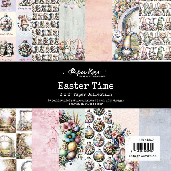 Ensemble de 18 feuilles, 15x15cm, collection : Easter time - 200gsm