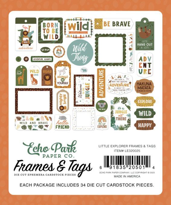 34 die-cuts - Little explorer, Echo park (frames & tags)