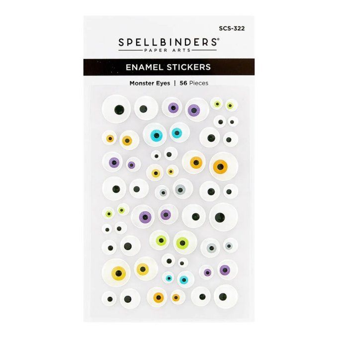 56 Enamels stickers, Spellbinders - Monster Eyes - Dimension de la planche : 6x9cm environ