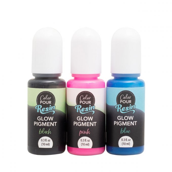 Lot de 3 Pigments pour Résine à UV, Américan craft, (lumineux  dans le noir)