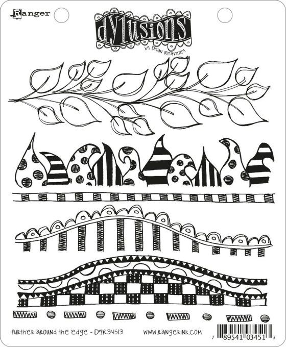 5 Tampons cling/caoutchouc - Dylusions, Bordures - Dimension de la planche : 18x19cm env.