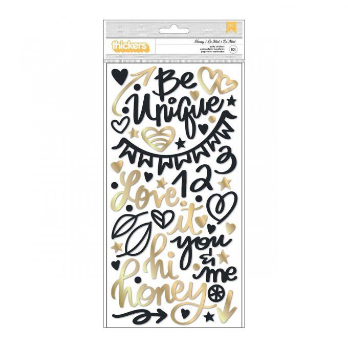 Ensemble de 101 puffy stickers,Vicky boutin, Wildflower&Honey