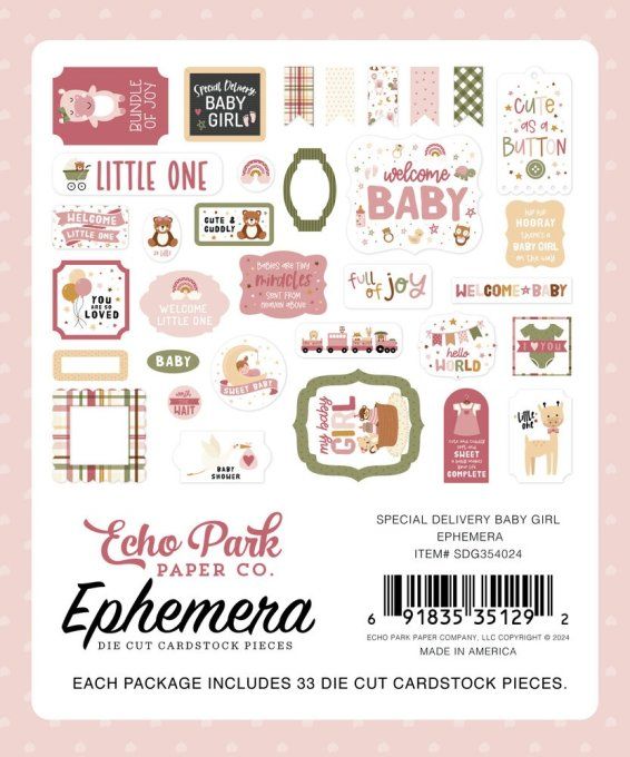 33 die-cuts - Die-Cuts, Echo park, Special delivery, baby girl