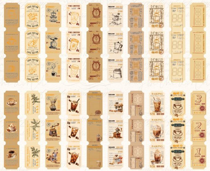 Die-cuts en forme de ticket, café
