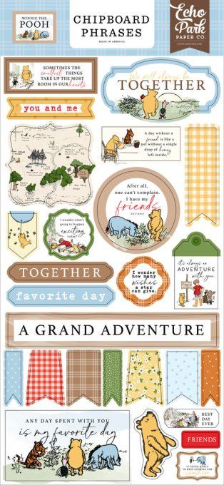 Planche de chipboards, Echo park, Winnie the pooh 