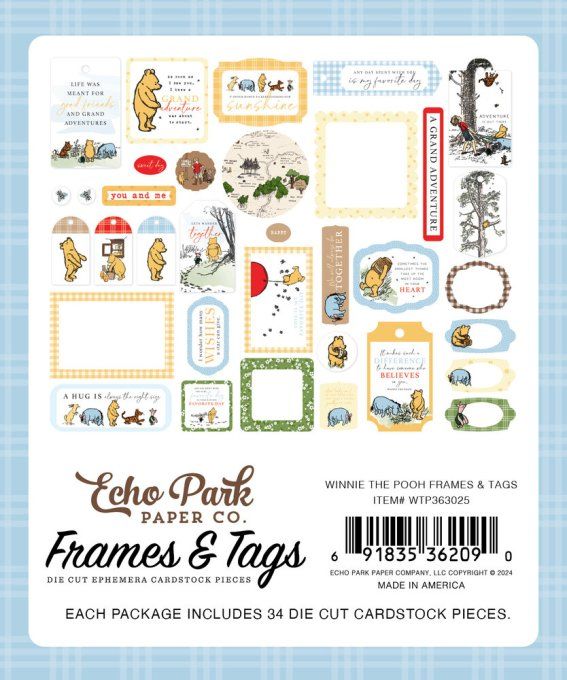 32 die-cuts, Echo park, Frames & tags - Winnie the pooh 