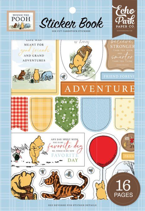 16 feuilles de stickers, 14x21cm - Winnie the pooh