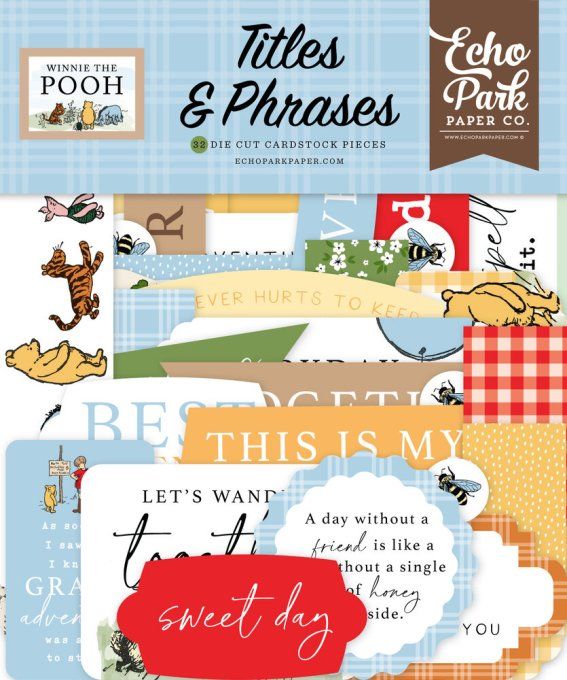 32 die-cuts, Echo park, Titles & phrases - Winnie the pooh