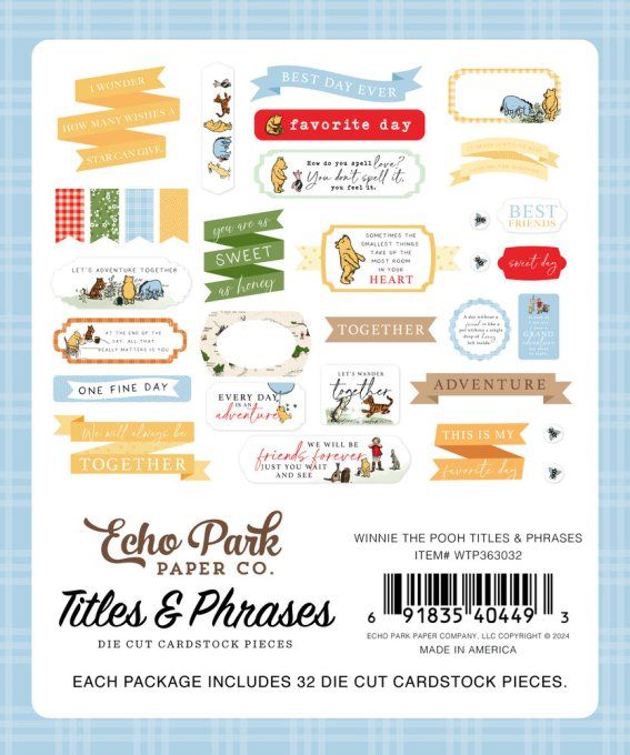 32 die-cuts, Echo park, Titles & phrases - Winnie the pooh