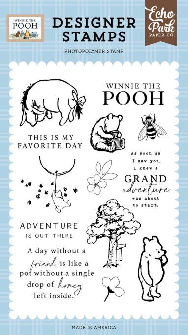 Planche de 13 tampons - Winnie the pooh, Echo park 