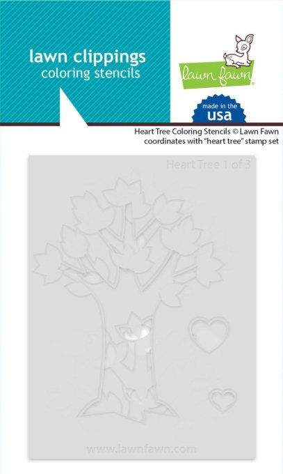 3 pochoirs, Clippings coloring, Lawn Fawn, Heart tree 