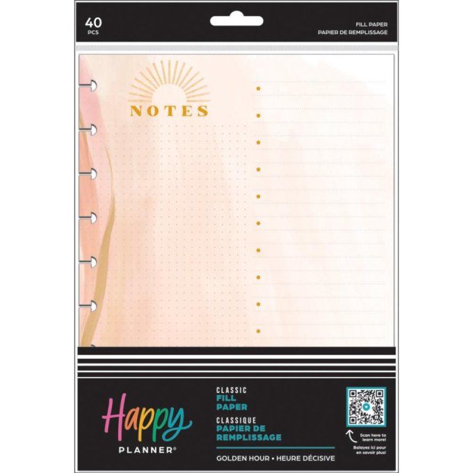 40 feuilles, recharge, happy planner, dimensions : 17.8cmx23.5cm environ