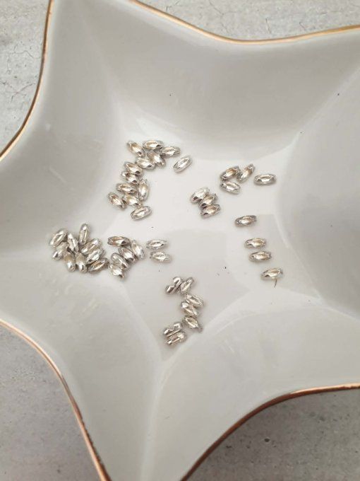Fermoirs pour chaîne à billes, métal argenté, vendus x20, dimension : 4x2mm environ 