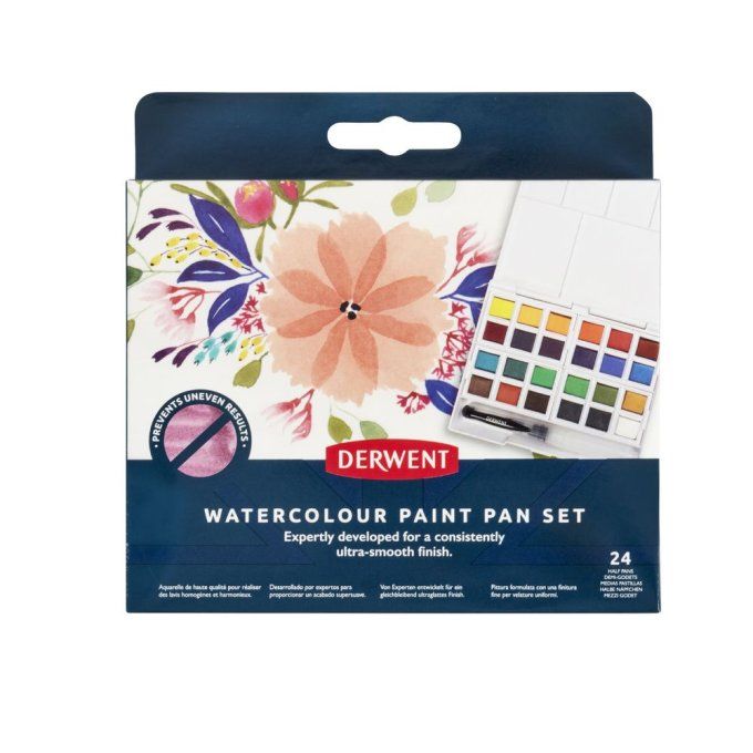 Aquarelle - 24 couleurs demi-godets, Derwent