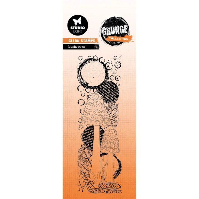 Tampon clear, Studio Light, Mushrooms - dimension : 5x14.5cm environ, grunge collection