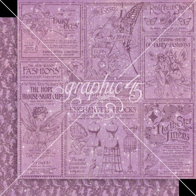 Ensemble de 24 feuilles, format 30x30cm, Collection Fairy boutique - Graphic 45