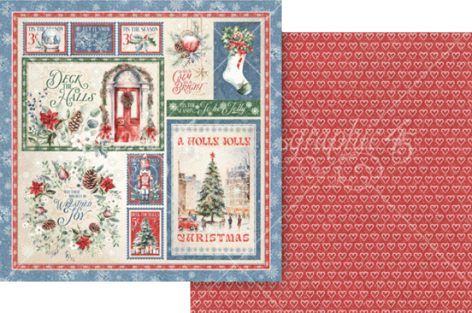 Ensemble de 24 feuilles, format 20x20cm, Collection Deck the halls - Graphic 45