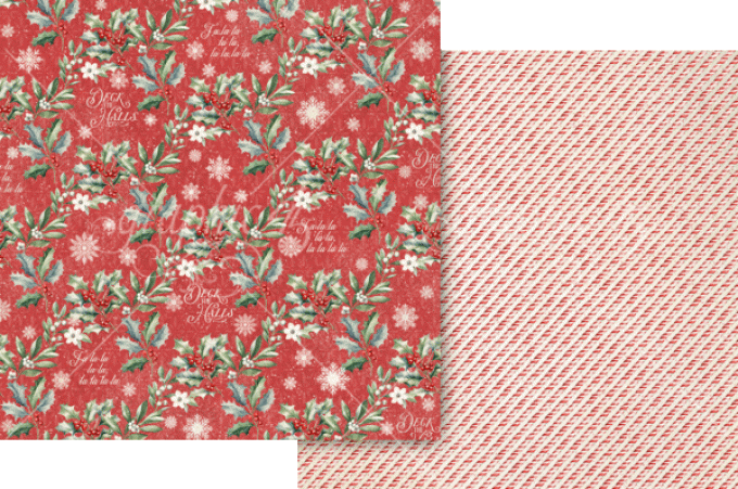 Ensemble de 24 feuilles, format 20x20cm, Collection Deck the halls - Graphic 45