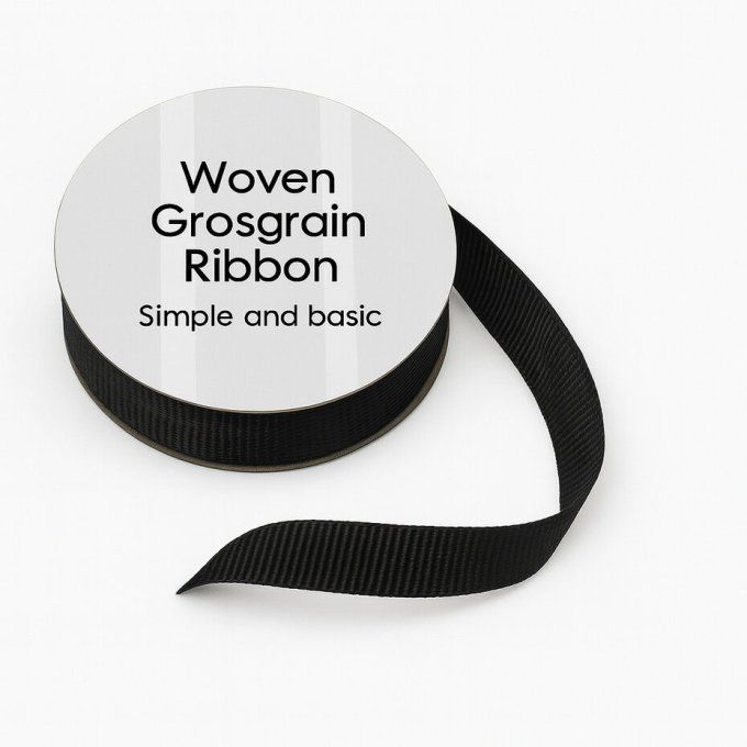 Ruban gros grain, couleur noir - 8mmx10m