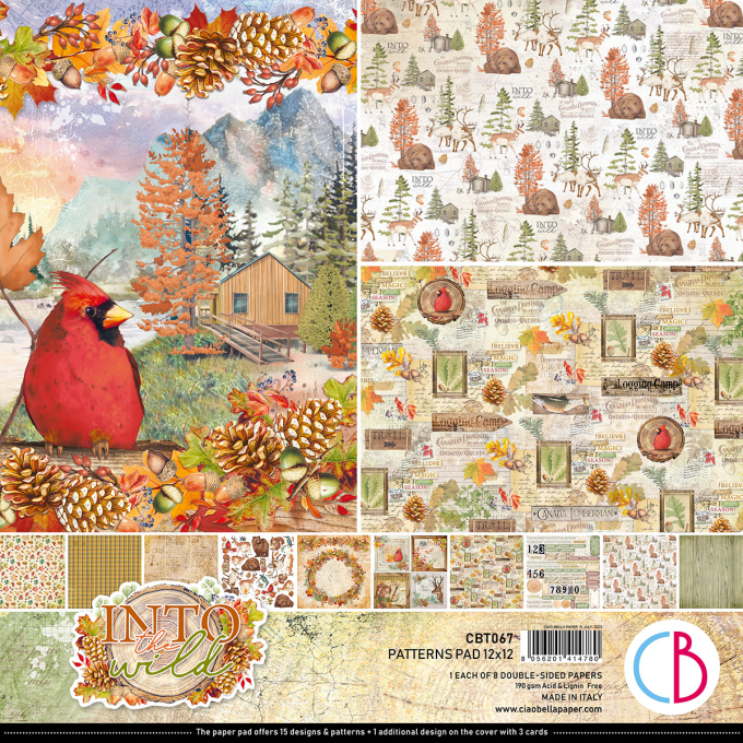 Ciao Bella, collection Into the wild, Patterns - 30x30cm - 8 feuilles - 190gsm