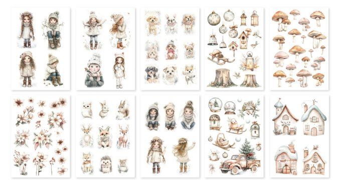 Papier, Dutch Doobadoo - winter wonderland - format A4 et 20x20cm