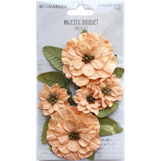 Fleurs en papier, 49th Market - 5 pièces - Majestic bouquet, couleur mango