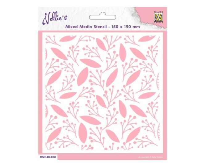 Pochoir - Nellie's - leaves & berries - dimension : 15x15cm environ